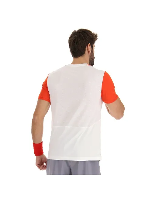 Camiseta Lotto Top Iv Blanco Rojo | Ofertas de pádel